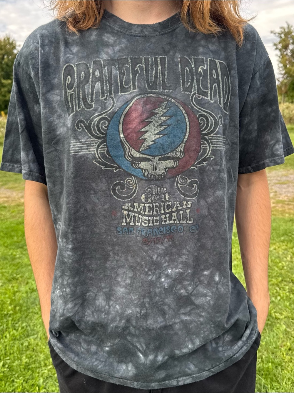 Grateful Dead Liquid Blue Shirt Large Great American Music Hall Tie Dye 1975